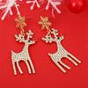 Christmas Rhinestone Snowflake & Reindeer Stud Earrings - Luxury Holiday Accessories