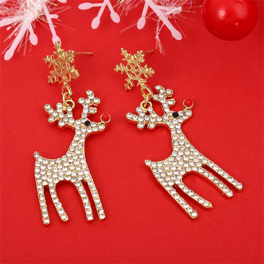 Christmas Rhinestone Snowflake & Reindeer Stud Earrings - Luxury Holiday Accessories