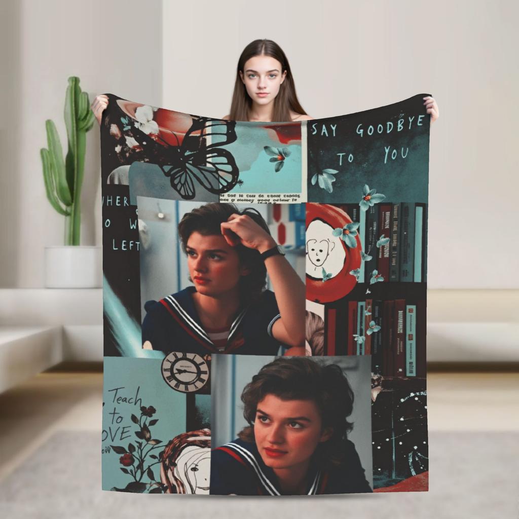 Steve Harrington Blankets Soft Funny Plush Throw Blanket For Kids Bedroom Flannel Bedspread Bed Cover