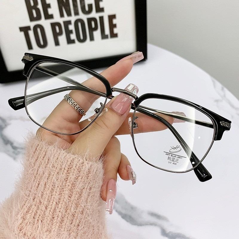 Square Frame Tide Anti Blue Light Eyeglasses Metal Frame