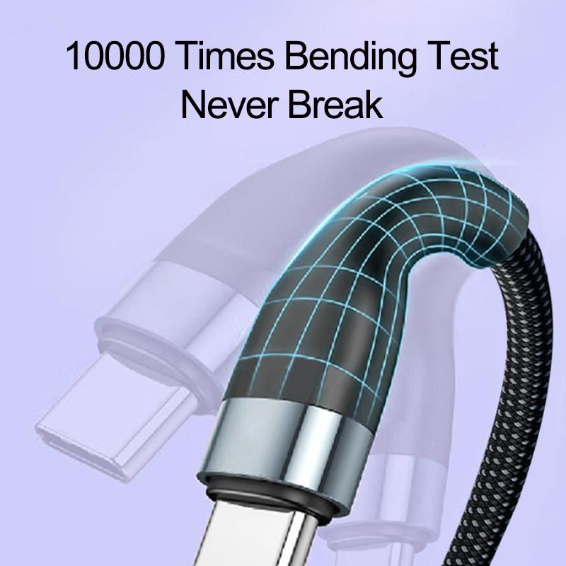 PD 100W 5-in-1 Fast Charging USB Type-C Cable with Pure Copper Conductor Braided Design for iPhone for Samsung Supports Printer