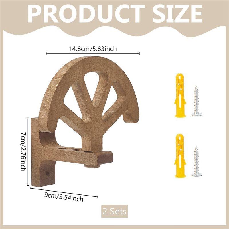 AT19-Fan Shape Holder Organizer For Bedroom Closet Entryway, 2-Pack Wooden Wall-Mounted Denim Cowboy Hat Racks In Western Decor