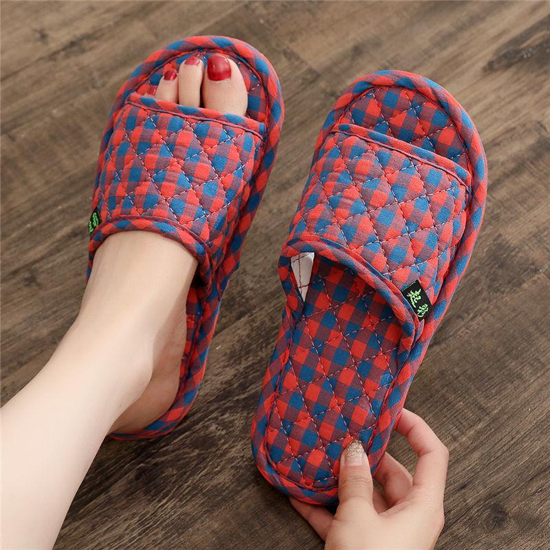 Cloth bottom slippers couple fresh and versatile home indoor silent silent does not hurt the wooden floor men's and women's four seasons