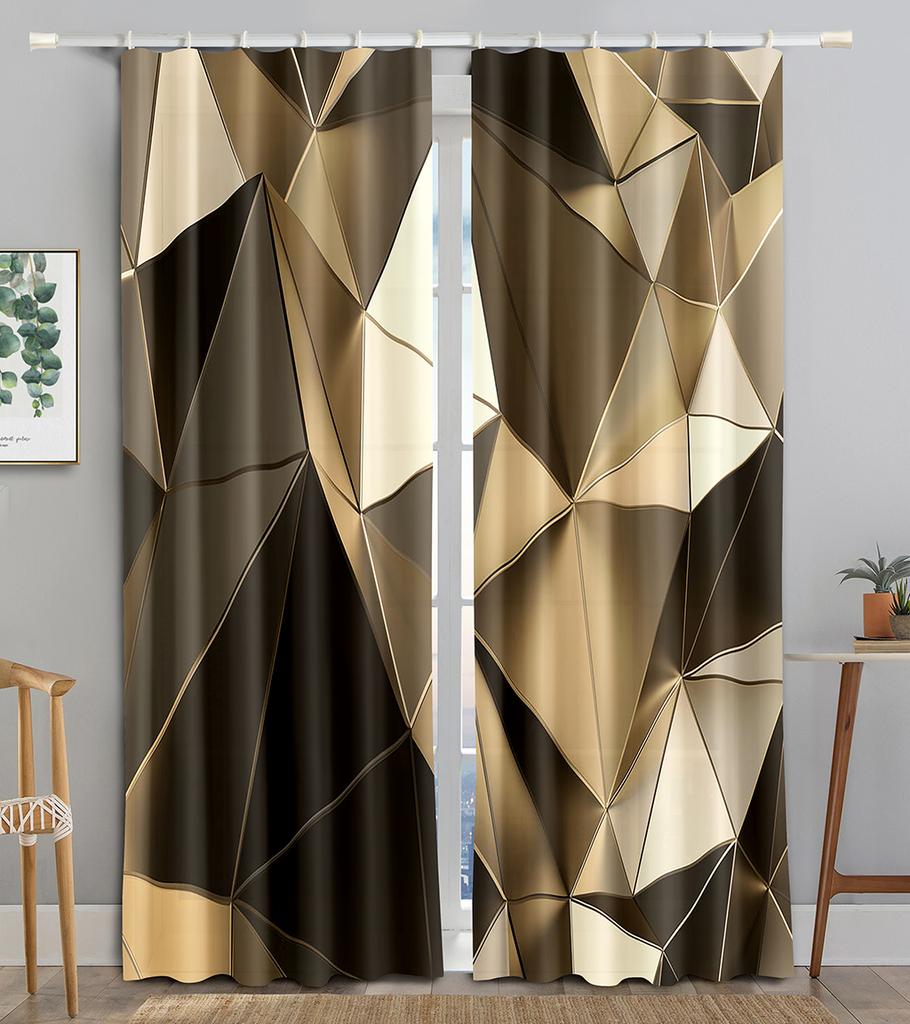 Abstract Luxury Vibrant Texture Shiny Blackout Window Curtain for Living Room Bedroom Bathroom Kicthen Door Cupboard Decor Hooks
