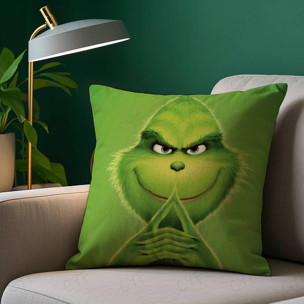 Federa per cuscino Film The G-Grinch C-Christmas Antiacaro Cerniera invisibile morbido peluche corto Copricuscino per divano