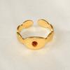 Waterproof Real Stone Jade Agate Ring Open Adjustable Stainless Steel Rings For Women Men Accessories Vintage Eye Cross Jewelry