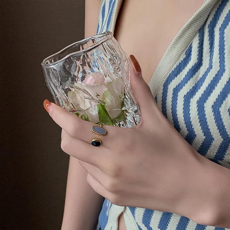 Vintage Fashion Morandi Two-Color Enamel Stitched Open Rings Elegant Jewelry Party Girl's Luxury Accessories for Women