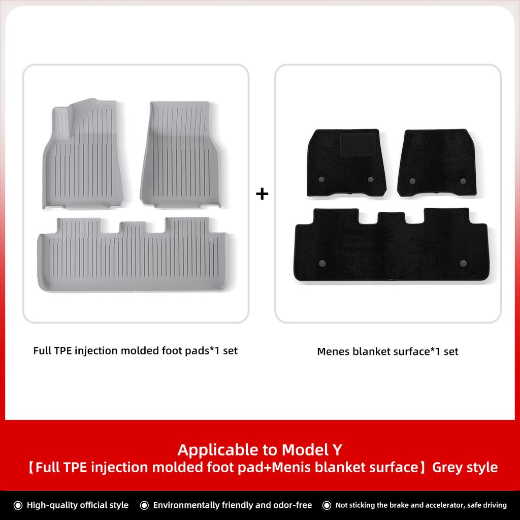 LUCKEASY For Tesla Model 3 Model Y TPE Waterproof Wear-resistant Foot Pad Car Modification Accessories Front And Rear Trunk Mat