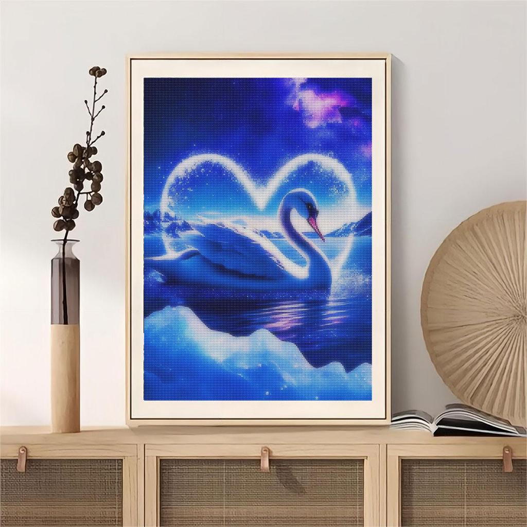 Celý kruhový diamantový obraz Labutí křížový steh Diamantové vyšívání Zvířecí kamínky Obrázky Ruční práce 30x40cm/12x16inch