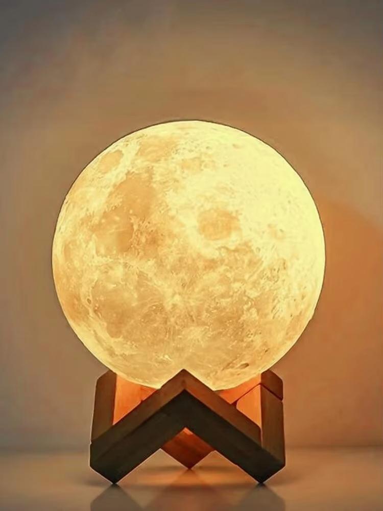 

8 см лунная лампа светодиодный ночник на батарейках с подставкой звездная лампа декор спальни ночные огни детский подарок лунная лампа