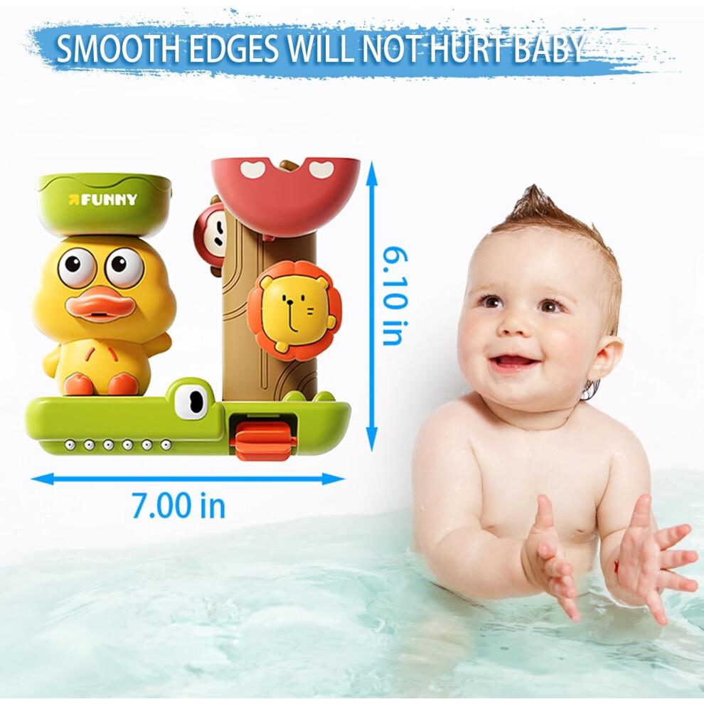 Baby Bath Toys for Toddlers 2-4 Years, Safe Multicolored Water Toys with Suction Cups, Duck and Crocodile Designs