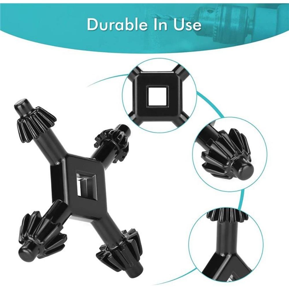 1 llave de portabrocas de 4 vías, llave de portabrocas universal para taladro, llave de portabrocas portátil 4 en 1 para la mayoría de taladros y herramientas eléctricas.