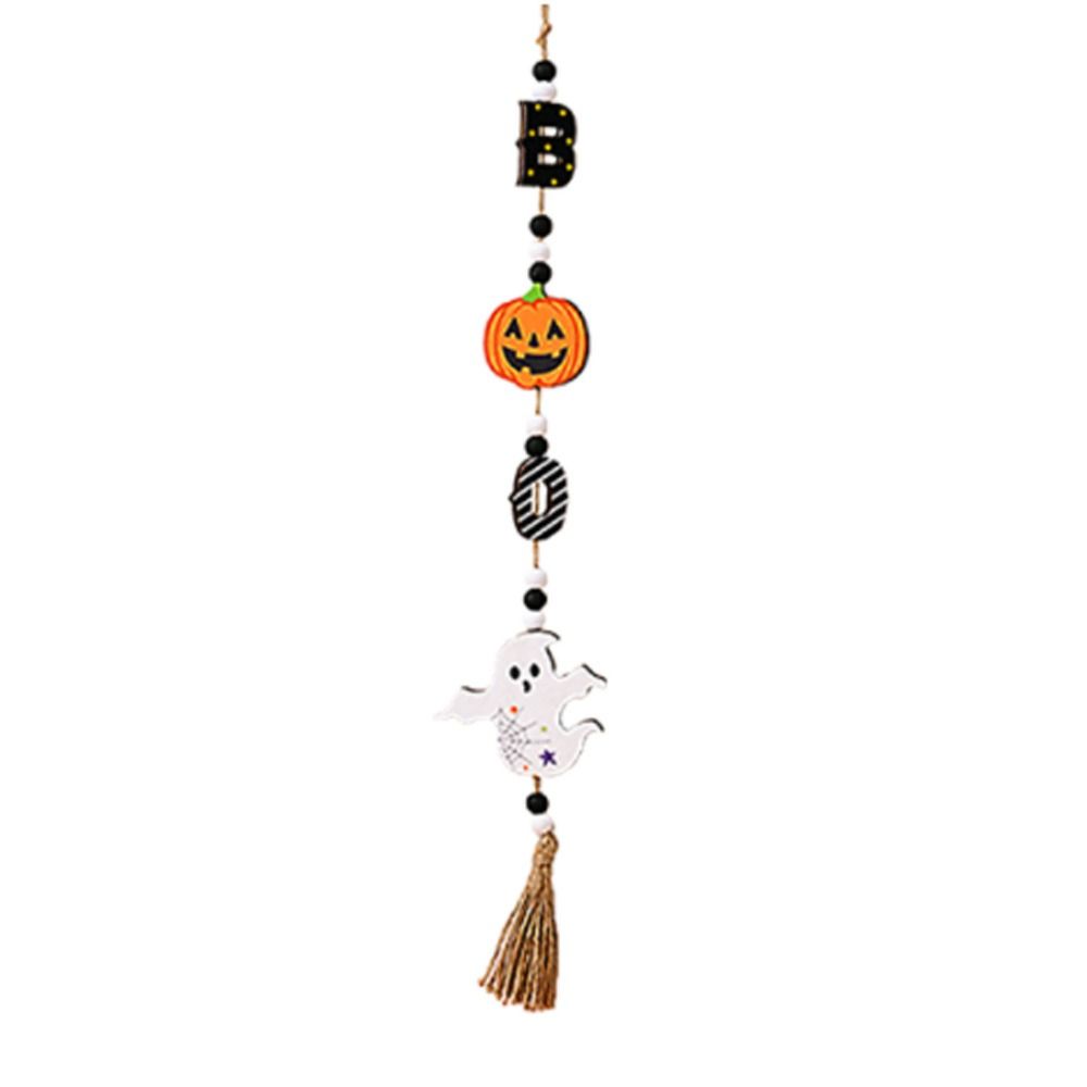 With Tassels Halloween Wooden Beads Pendant Long Pumpkin Beads Pendant  Halloween Decor