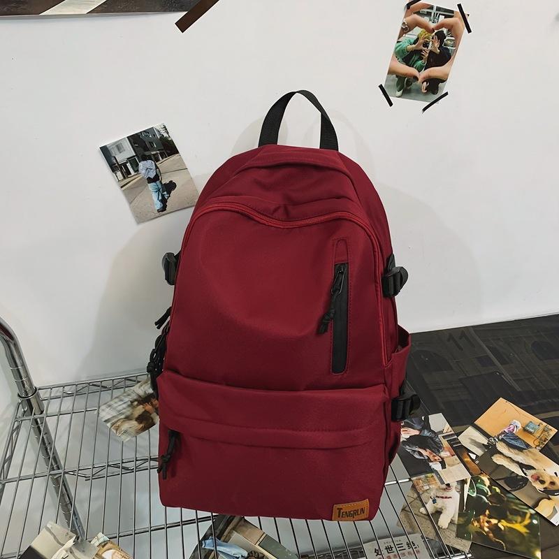 New backpack men s large-capacity high-end school bag female junior high school students high school students simple casual computer backpack красный