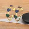Nidin Romantic Heart and Star Shape Fashion Lightning Colorful Zircon C Shape Hoop Circle Earrings Christmas Jewelry Wholeasale