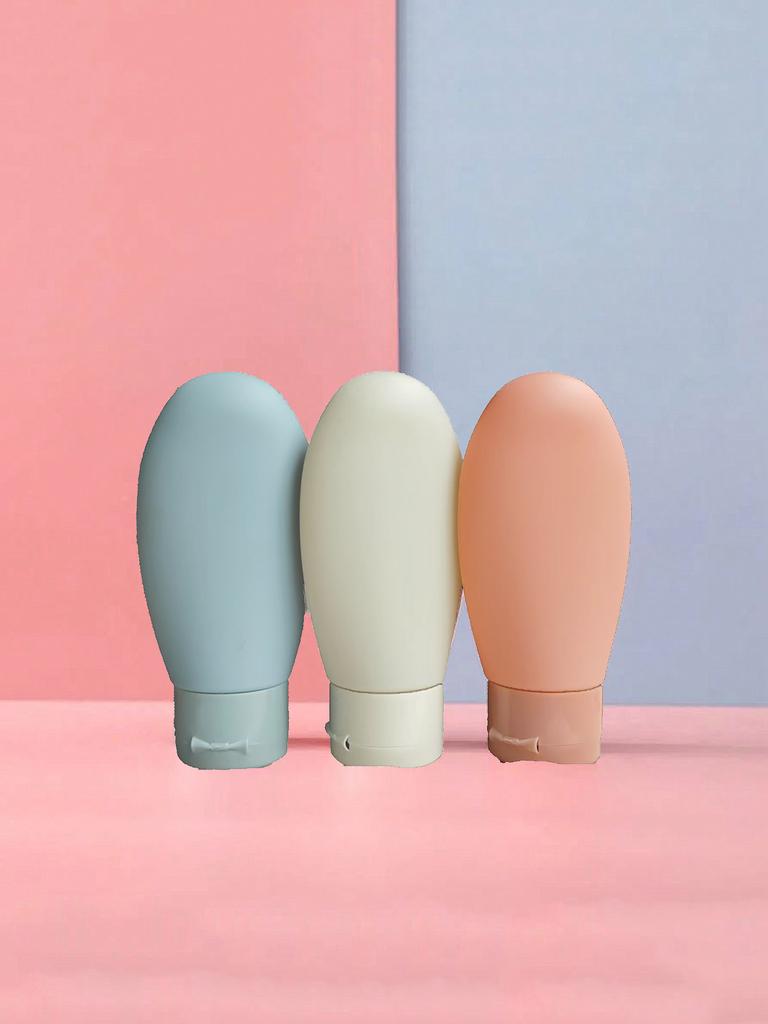 3pcs Refillable Silicone Bottles For Cream/Liquid, With Squeeze Tubes, Portable Empty Bottles For Shampoo/Shower Gel Dispenser