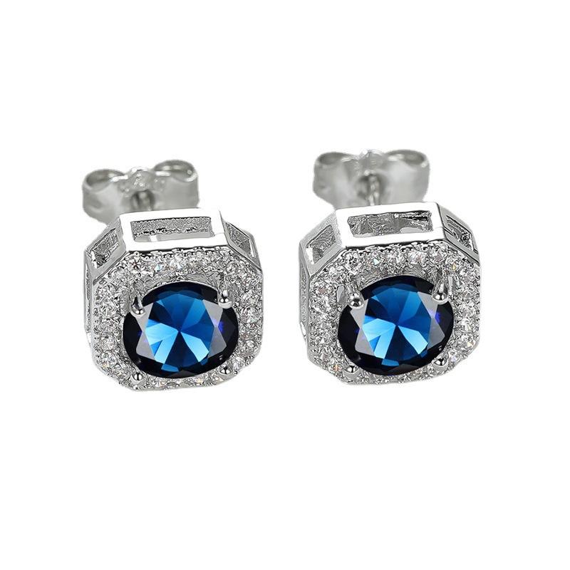 Hot-selling crystal zircon stud earrings slightly inlaid with white diamonds, fashionable and simple earrings for women