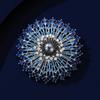 Full Diamond Fireworks Brooch, Large Pearl Brooch, Unique Design Pin