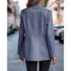 VEZFAA   Women's Fashion Casual Solid Color Print Fall Winter Long Sleeve Stand-Neck Jackets & Coats