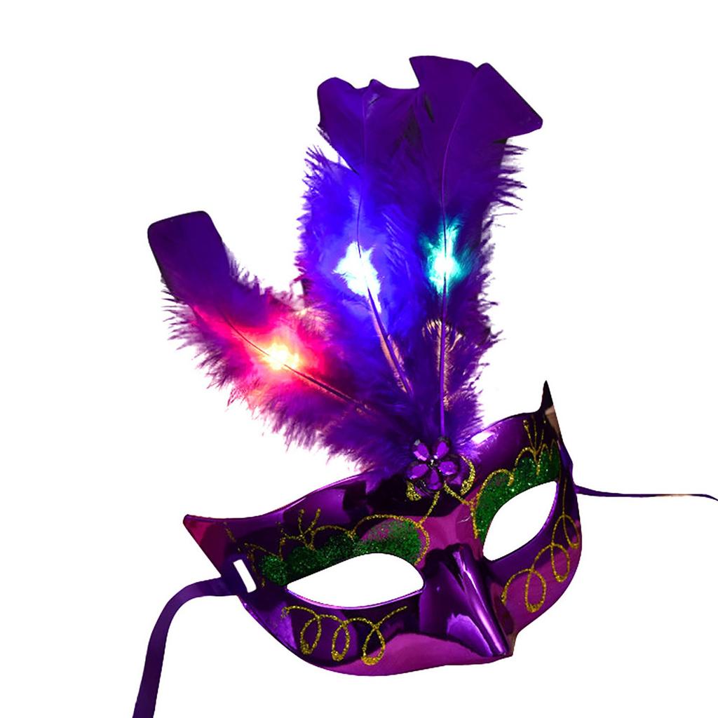Luminous Feather Mask, Halloween and Christmas Light Up Style, Makeup Ball Costume Matching, Atmosphere Decoration Mask.