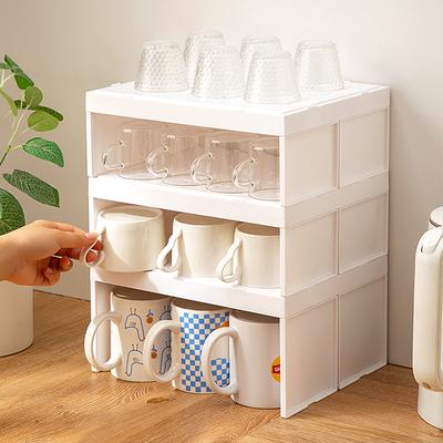 Stackable Plastic Cup Storage Rack Space Saving Glass Cup Mug Drying Rack Cabinet Countertop Cup Holder Kitchen Organizer