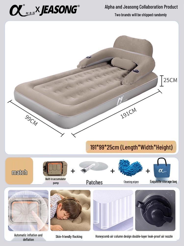 Outdoor Raised Double Air Mattress - Thickened Inflatable Bed, Foldable and Simple Design