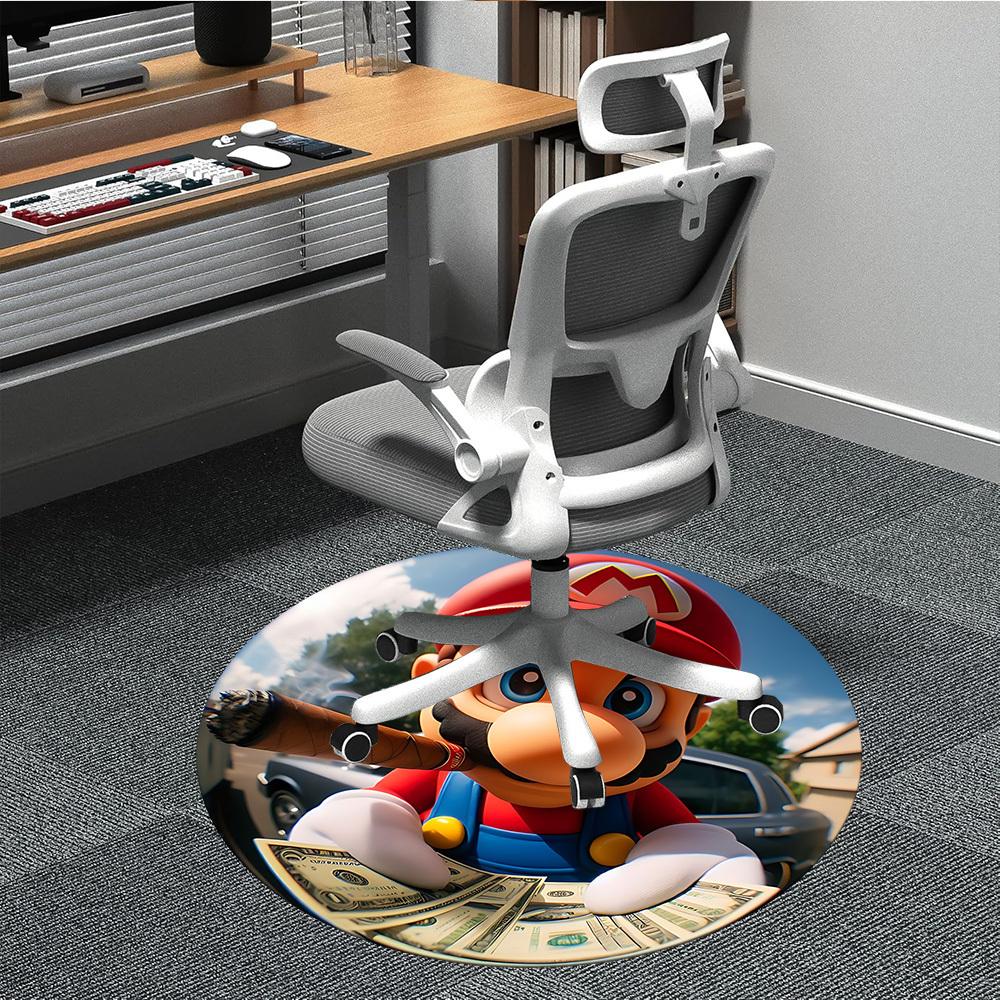

1pc Mario Office Round Area Rug, Bedroom Living Room Home Decor, Room Deco, Offic a1016231 80cm by 80cm