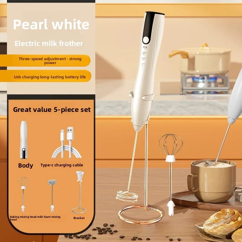 Portable Electric Milk Frother USB Egg Beater Hand Coffee Whisk Rechargeable Foam Mixer Home Kitchen Milk Frother Foaming