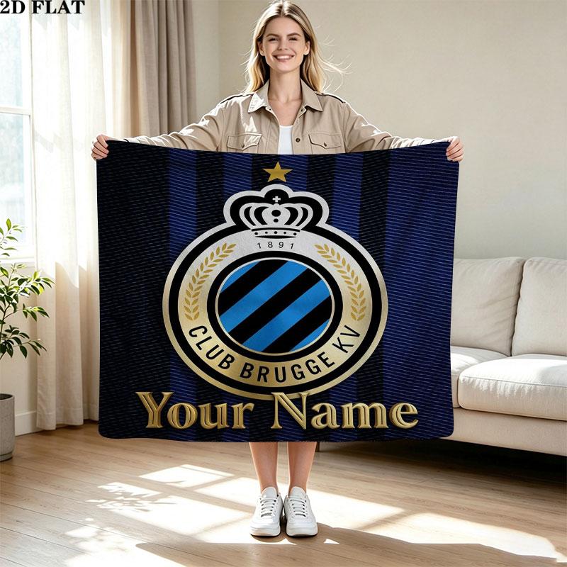 1PC Club Brugge KV Custom Name Patterned Flannel Blanket Suitable For All Seasons for Home Decor Warmth and Comfort Gifts Holiday Present