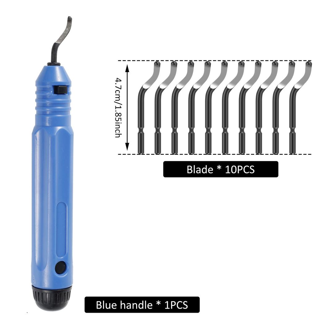 Deburring Tool with 10 Steel Blades Alloy Burr Removal Tool Deburring Tool for Metal, Resin, Copper, PVC Pipes, 3D Printed Edges