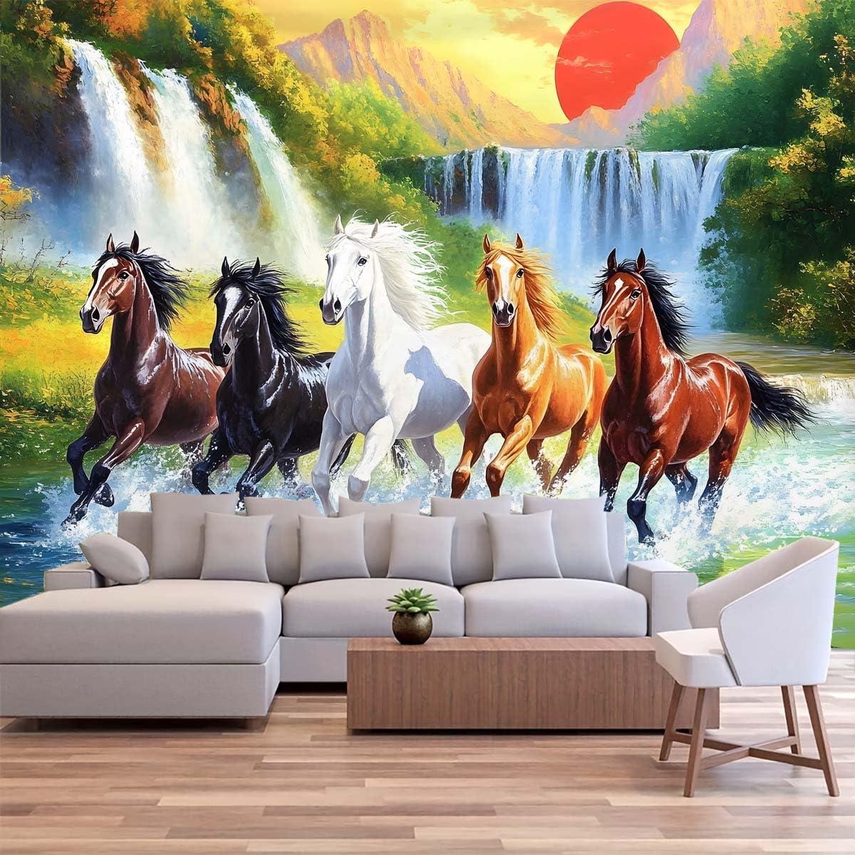 Fendrom Luxury 3D Running Horse Hoblopry Dalking Tapestry 75x100