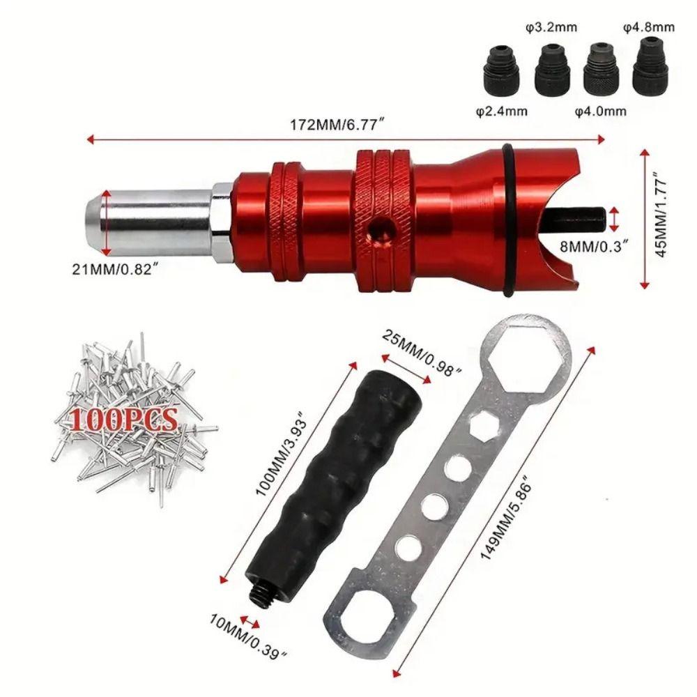 Aluminum Zinc Zinc Alloy Rivet Adapter Removable Plastic Handle Cordless Rivet Riveting Machine Furniture