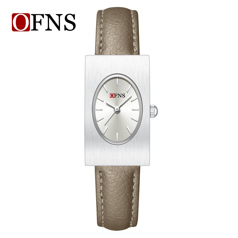 New Fashion Ofns Top Brand 1547 Exquisite Business Women's Quartz Watch Simple Rectangular Retro Light Luxury Niche Alloy