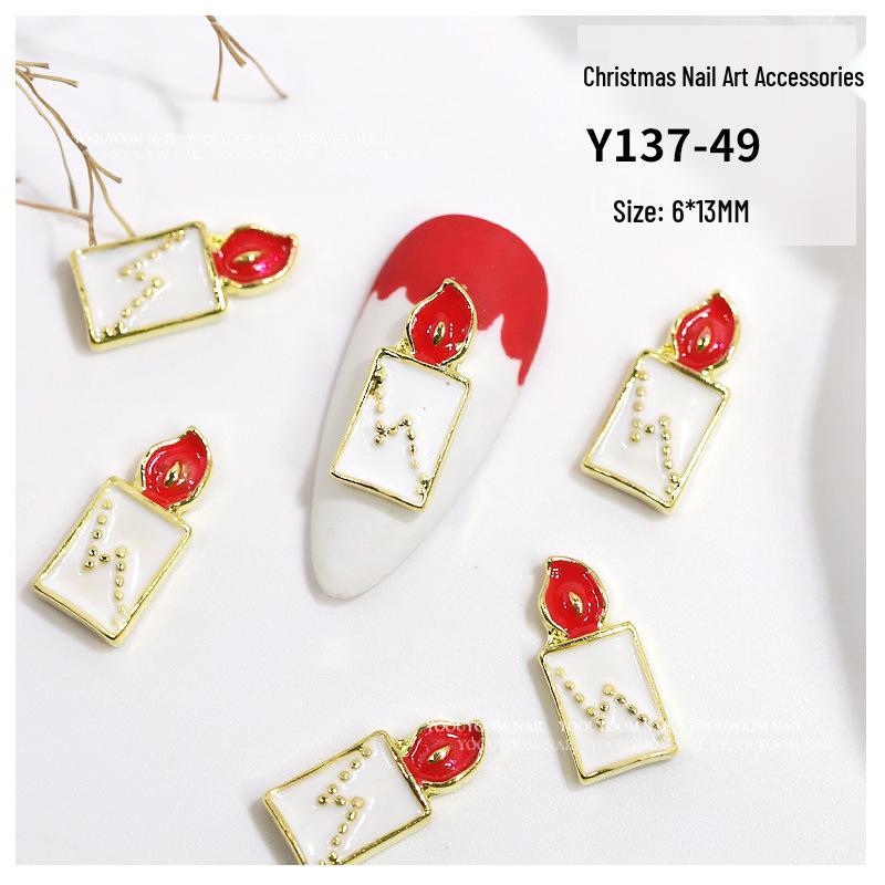 Christmas Alloy Nail Art Decor: Cartoon Santa, Bells, Reindeer, Snowflakes & Rhinestone Accessories