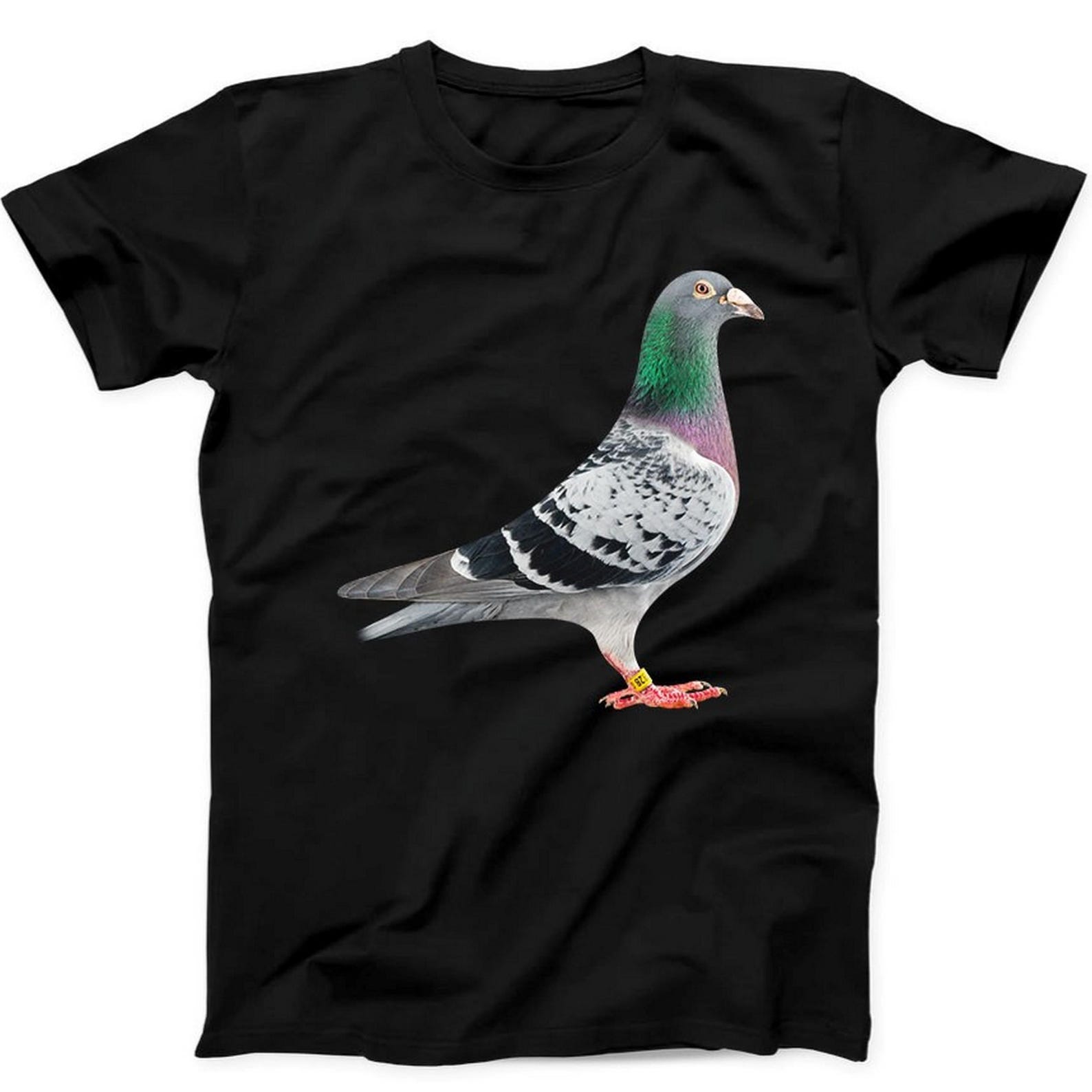 Pigeon Peagon Flower Unicorn Bird Fly Animal Funny Gift Black T Shirt B73 XL