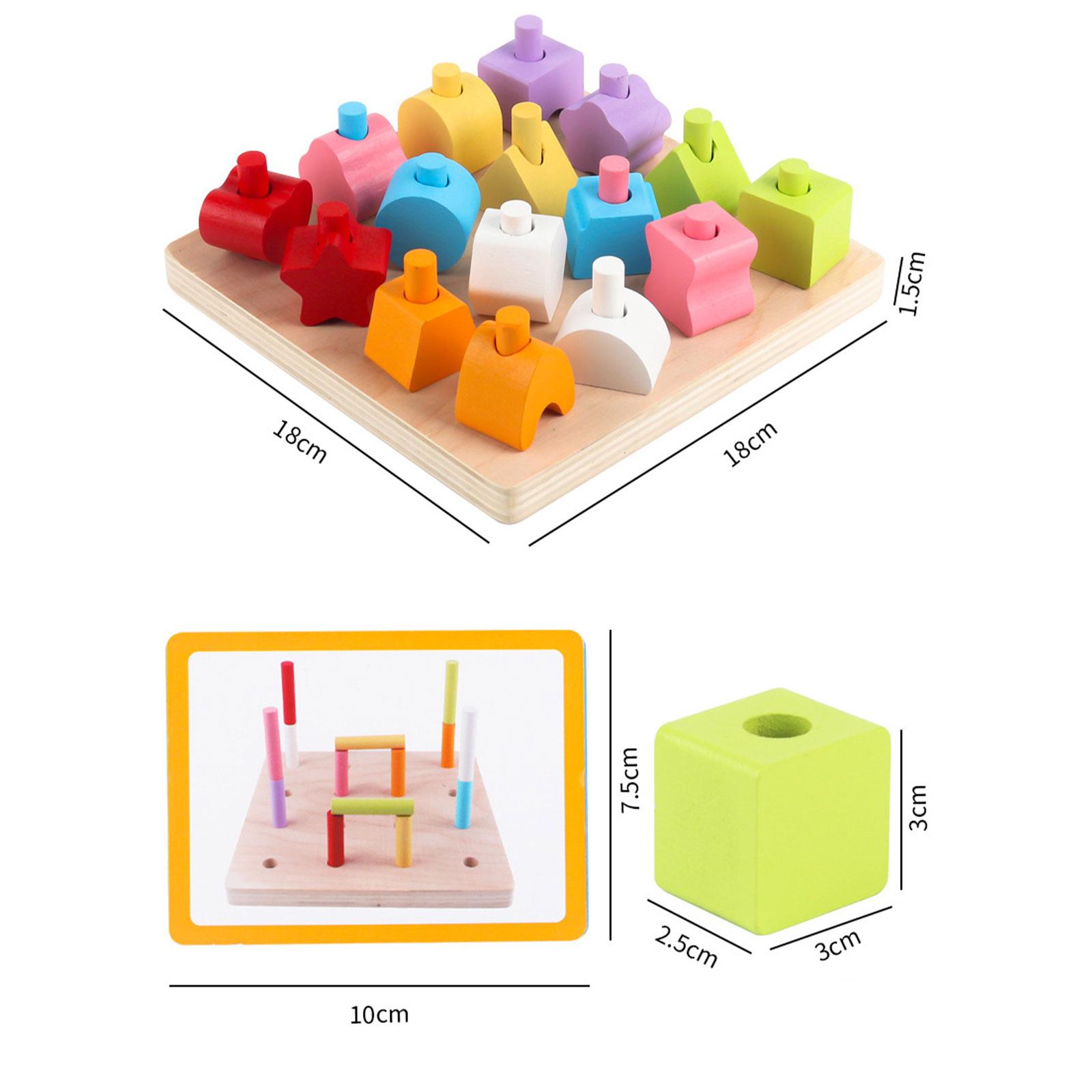 

Wooden Color Matching Sorting & Stacking Toys - Hand Eye Coordination Stacking Game Puzzles Birthday Gift Toy for Kids