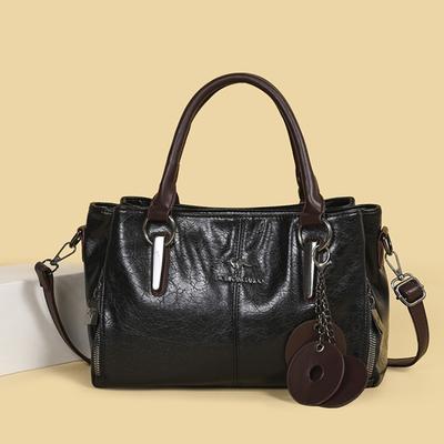 Borsa a mano per pendolari - Borsa a tracolla capiente effetto pelle di mucca