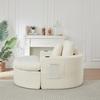 Extra Large, Round Lounge Sofa, Frameless Armchair (with Footstool), with Storage Compartment and Cup Holder, Double-Layer Upholstery Design