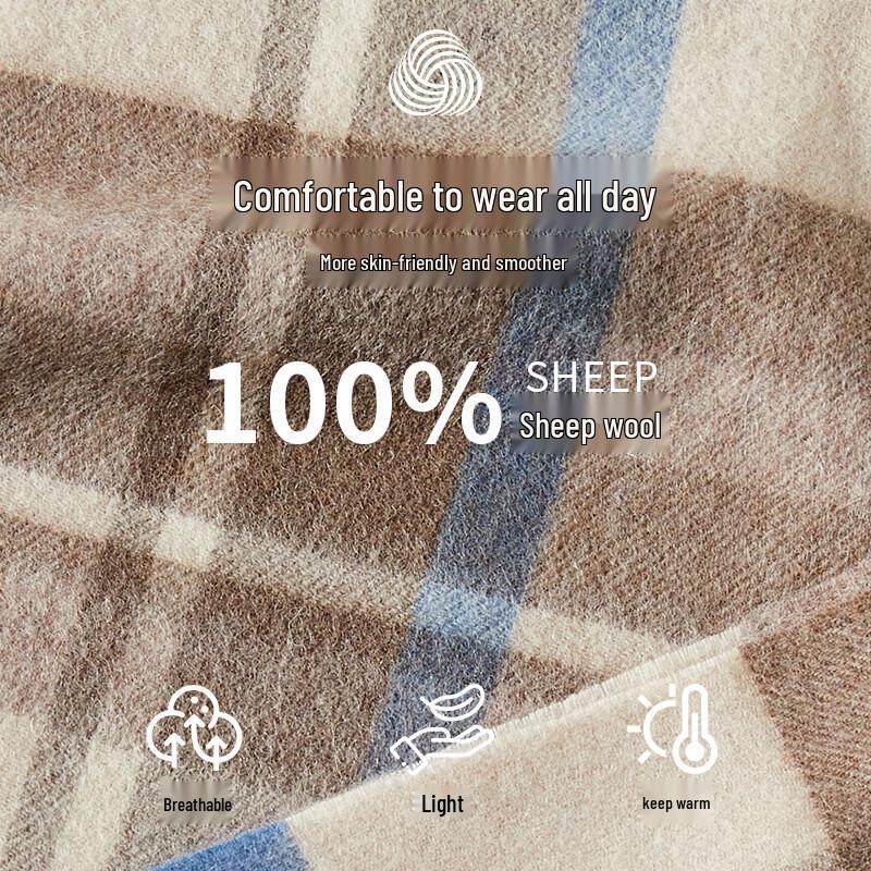 Hengyuanxiang Unisex Pure Wool Scarf