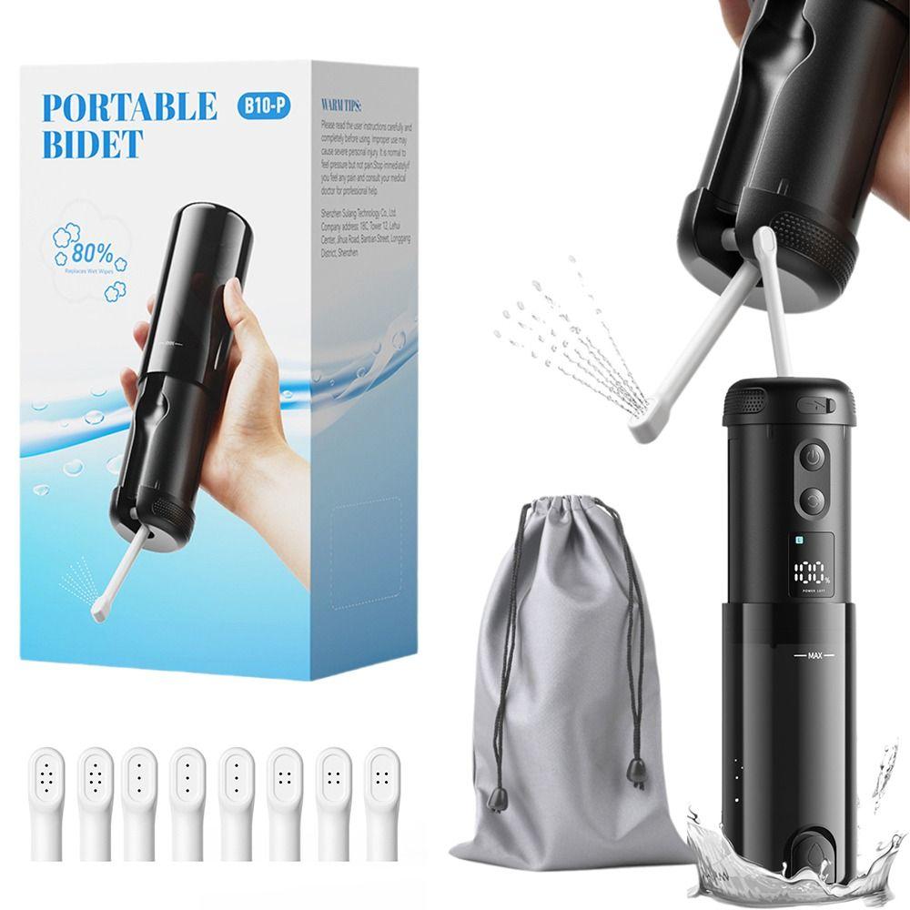 8 Replaceable Nozzles Handheld Bidet Rechargeable Hand Sprayer Shower Head Toilet Spray  for Travel