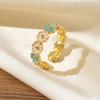 Enamel and Diamond Tulip Adjustable Gemstone Ring for Women - Durable, Non-Fading, High-End Exquisite Design