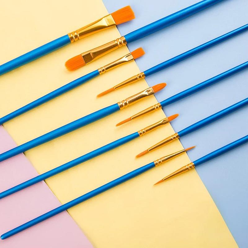 10pcs Oil Painting Pen Plastic Rod Watercolor Water Powder Painting Pen Brush Set