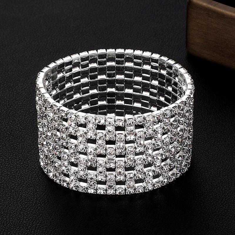 Jewelry, Bride Full Diamond Multi-row Elastic Bracelet, Star Grab Chain Rhinestone Bracelet Bracelet