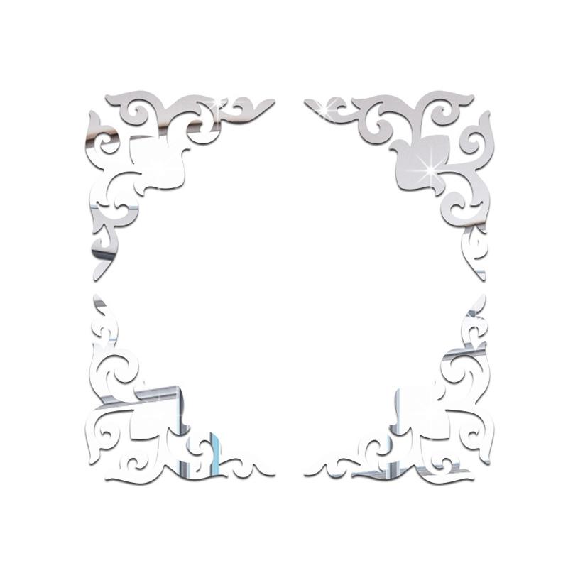 4pcs Corner Mirror Sticker Acrylic 3D Wall Stickers Self-adhesive Cabinet Edge Building Border Living Room Bedroom Home Decor