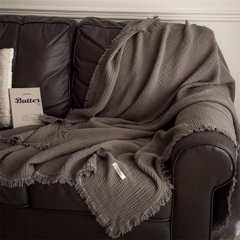 2025 A-Class All-Cotton Summer Quilt: Solid Color Gauze Blanket for Air Conditioning & Travel