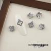 Luxurious Zircon Four-Leaf Clover Nail Art: White K Gold Heart Accessories