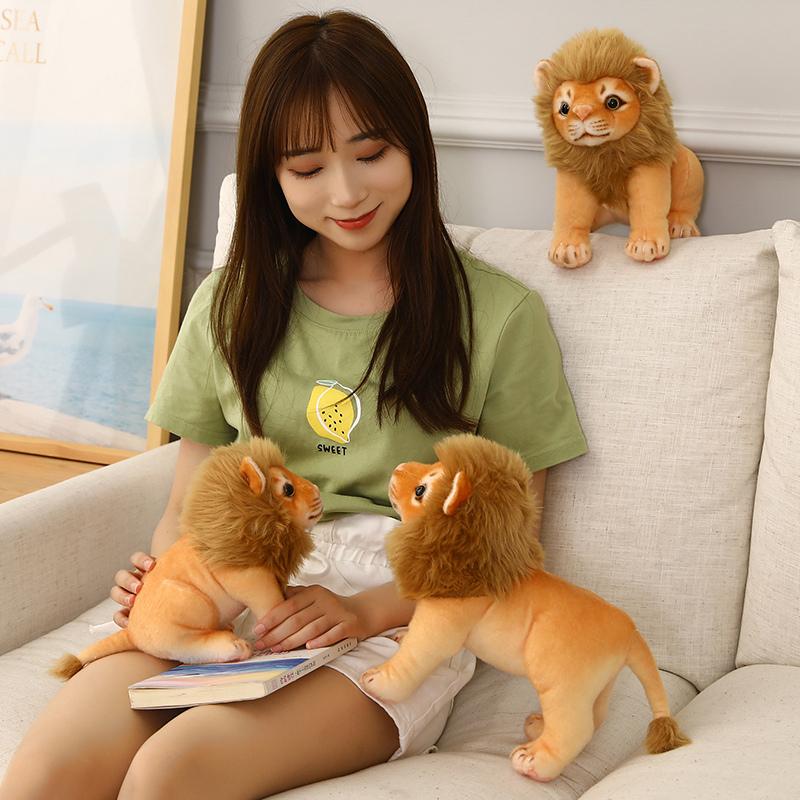 23/28cm Simulation Male Lion Plush Toys Lifelike Panthera Leo Stuffed Dolls Cute King of Grassland Room Decor Kids Birthday Gift