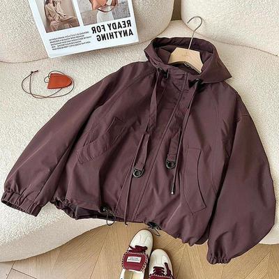 Women's Korean Style Loose Hooded Windbreaker - Versatile Spring 2026 Jacket