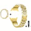 Rhinestone Bling Metal Watch Band + PC Protective Case For Samsung Galaxy Watch 8 44mm 40mm Business Watch Band
