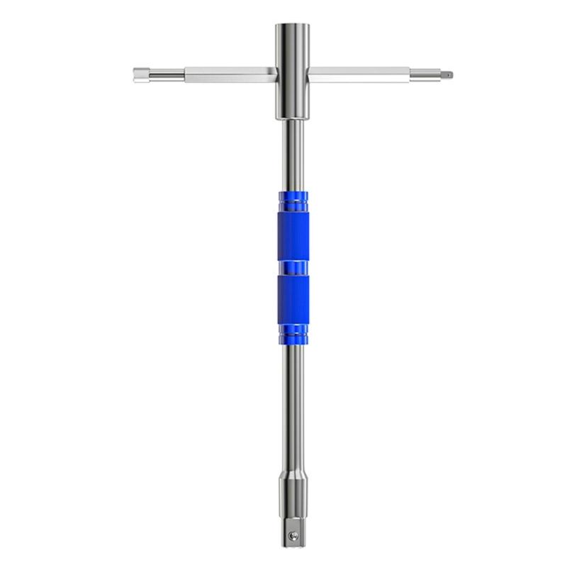 

Rotating T Handle Wrenches with Sliding Levers and Interchangeable Heads for 1/2 3/8 1/4 Socket Solid High Carbon Steel 1